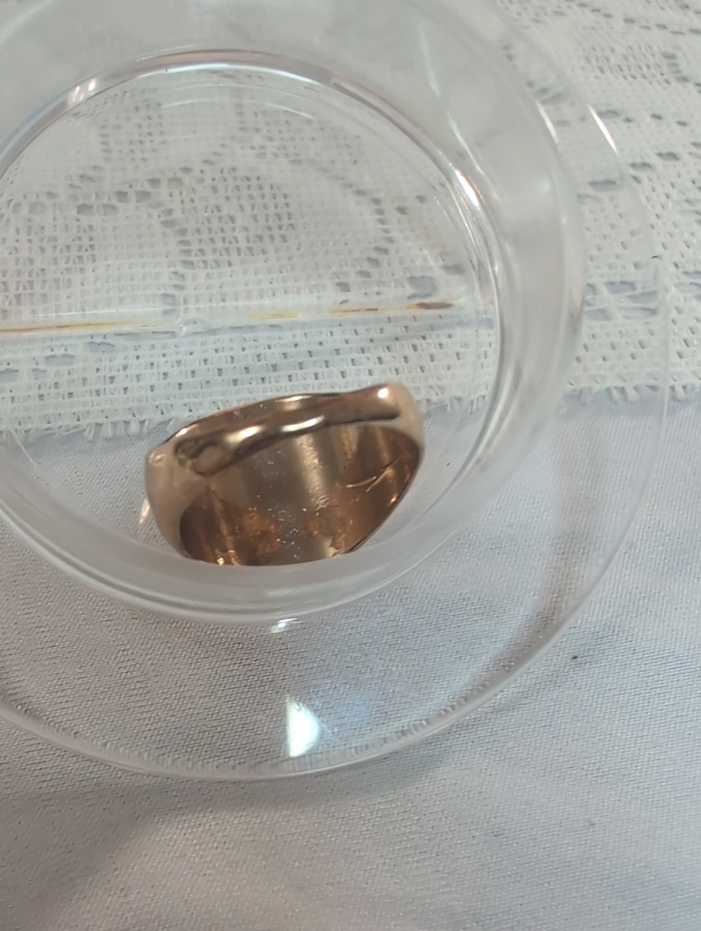 Gold-Tone Textured Signet Ring - Size 7 - Picture 3 of 4